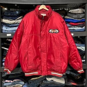 Harley Davidson Puffer Jacket Full Zip Mens Large Red Reebok Embroidered Vintage